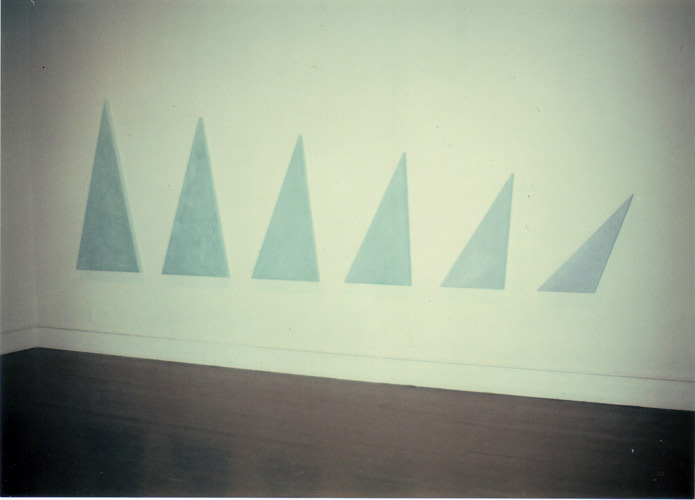 Falling Triangles 1972 60 by 192 inches Acrylic, Canvas and Woodwood